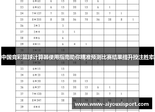 中国竞彩篮球计算器使用指南助你精准预测比赛结果提升投注胜率